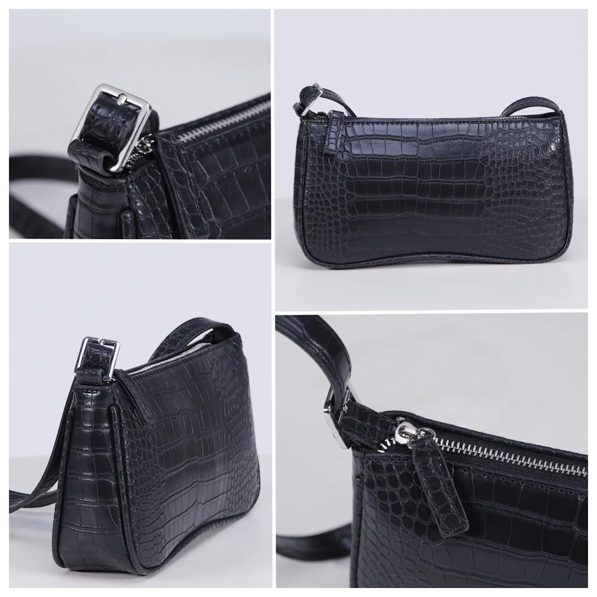 Small Purse for Women, Adjustable Shoulder Bags Crocodile Pattern Clutch Purse with Zipper Closure Retro