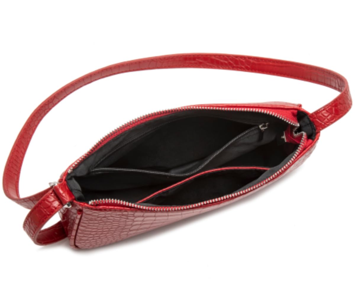 Small Purse for Women, Adjustable Shoulder Bags Crocodile Pattern Clutch Purse with Zipper Closure Retro