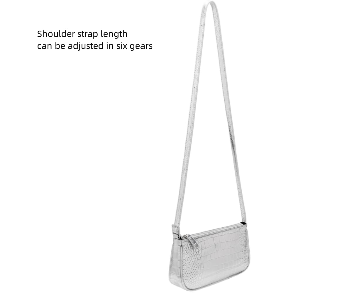 Small Purse for Women, Adjustable Shoulder Bags Crocodile Pattern Clutch Purse with Zipper Closure Retro