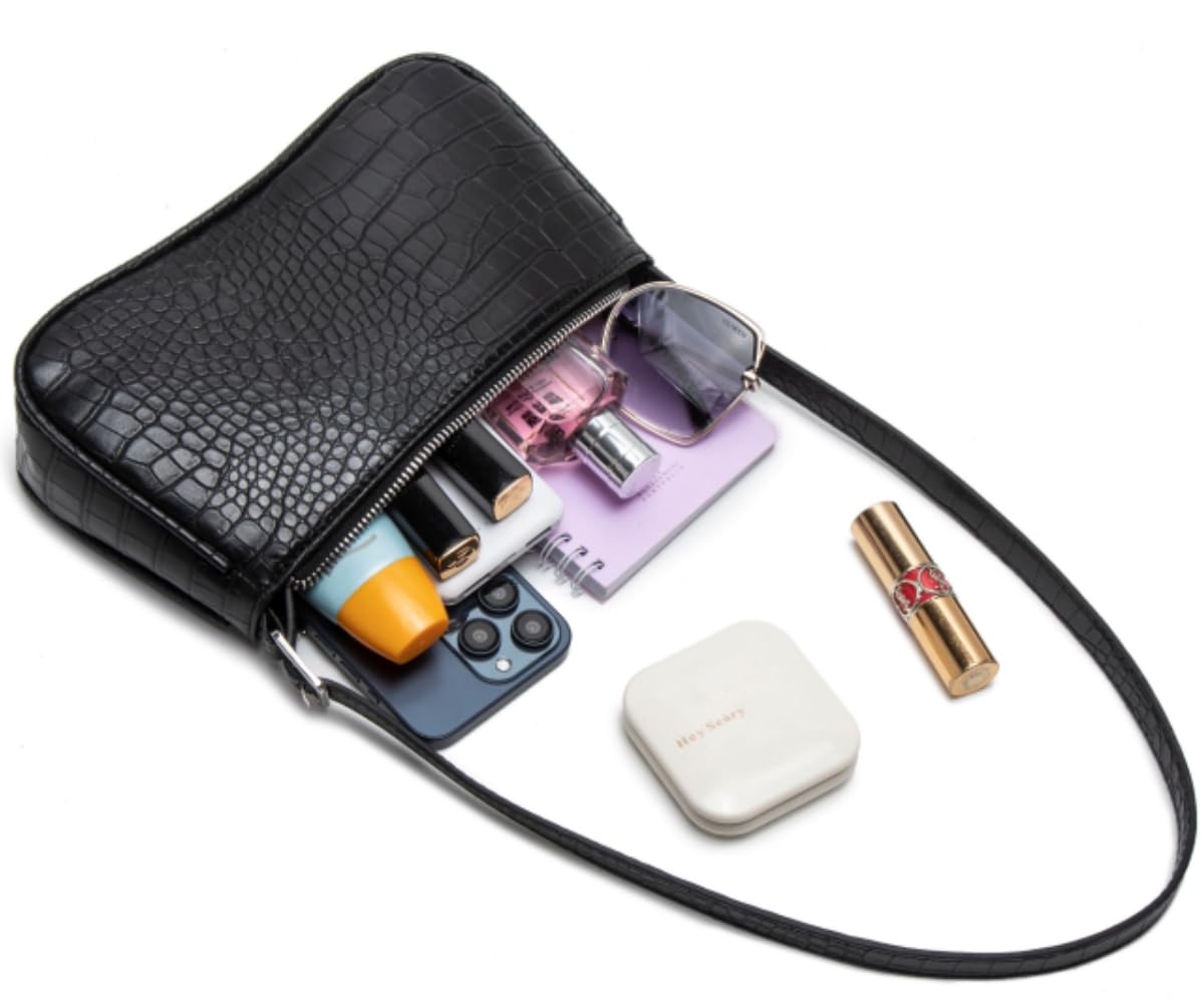Small Purse for Women, Adjustable Shoulder Bags Crocodile Pattern Clutch Purse with Zipper Closure Retro