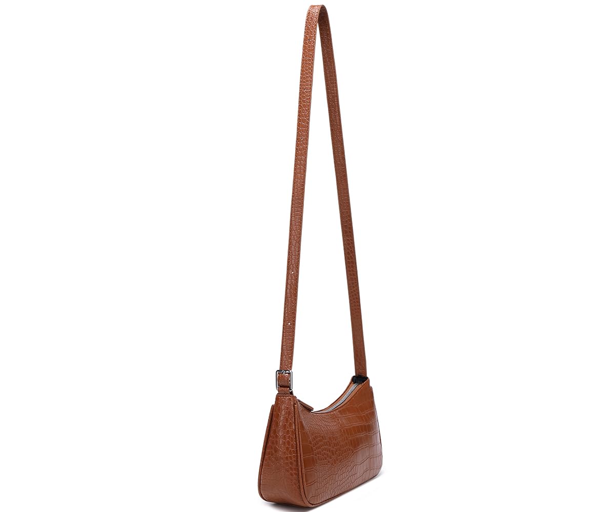 Small Purse for Women, Adjustable Shoulder Bags Crocodile Pattern Clutch Purse with Zipper Closure Retro