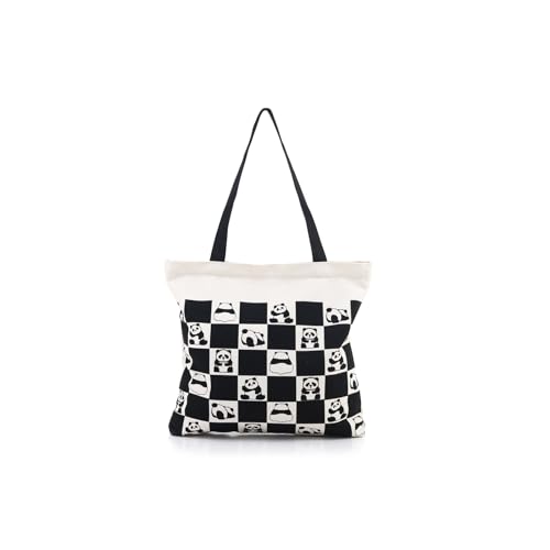 Tote Bag Aesthetic Canvas Handbags with Zipper for Women Travel Shoulder Bags Purses with compartments