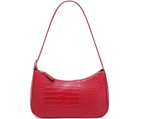 Small Purse for Women, Adjustable Shoulder Bags Crocodile Pattern Clutch Purse with Zipper Closure Retro