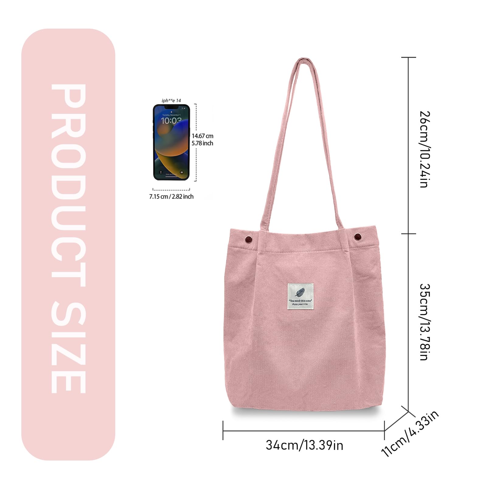 TELLUMO Fashion Corduroy Tote Bag Cow Print Bag Purses for Women Teen Girls with Inner Pocket