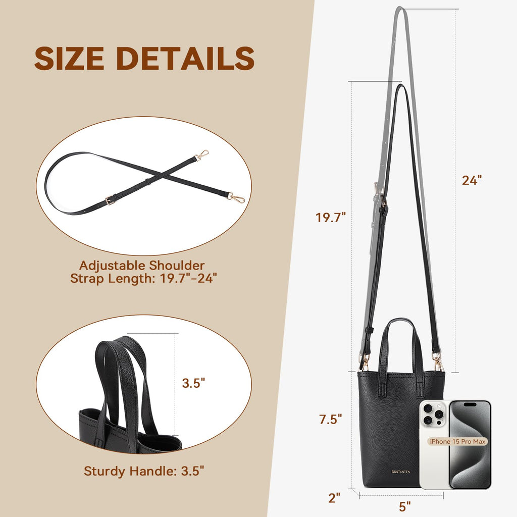 BOSTANTEN Small Crossbody Purse for Women Mini Tote Bag Top Handle Shoulder Bag Compact Handbags with Adjustable Strap