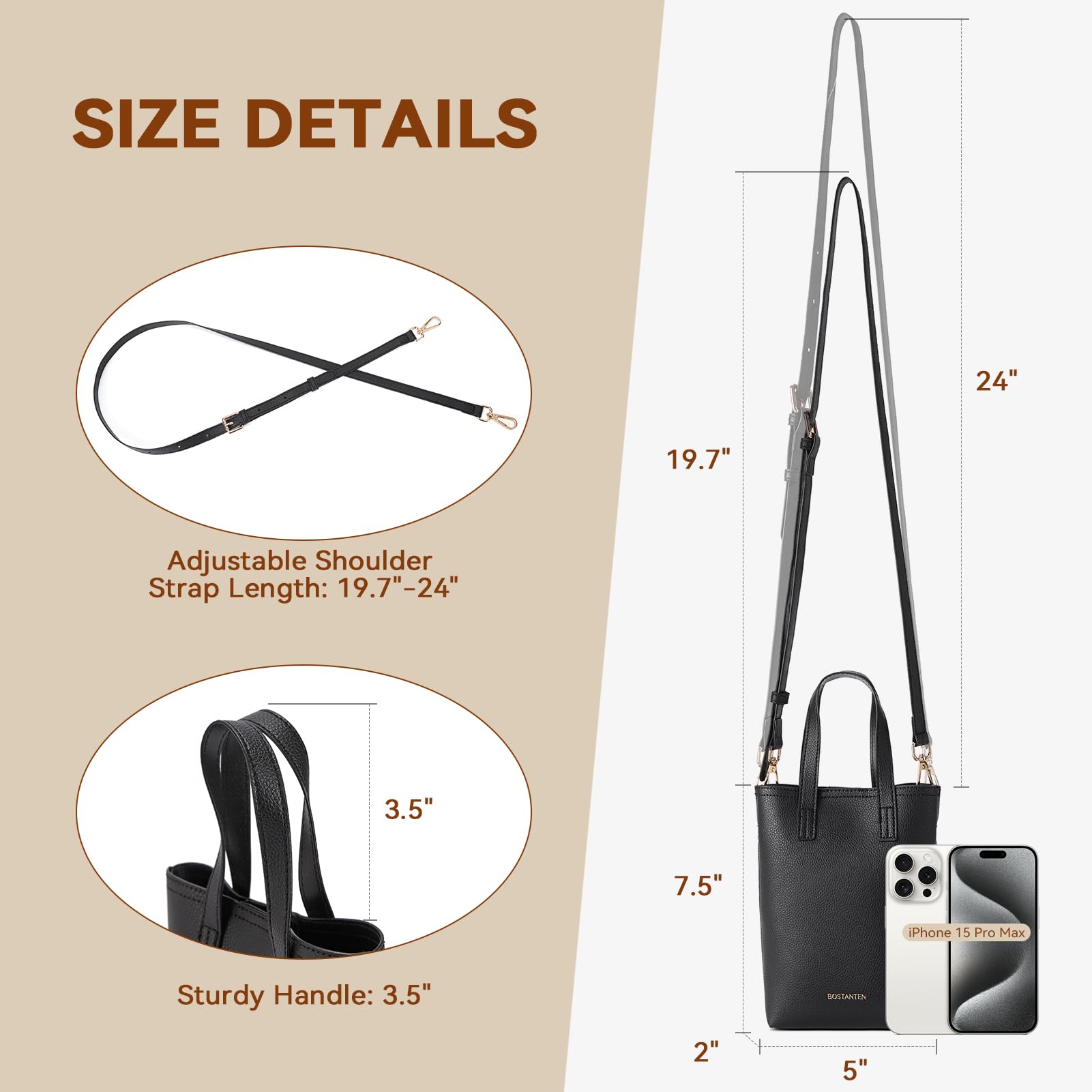 BOSTANTEN Small Crossbody Purse for Women Mini Tote Bag Top Handle Shoulder Bag Compact Handbags with Adjustable Strap