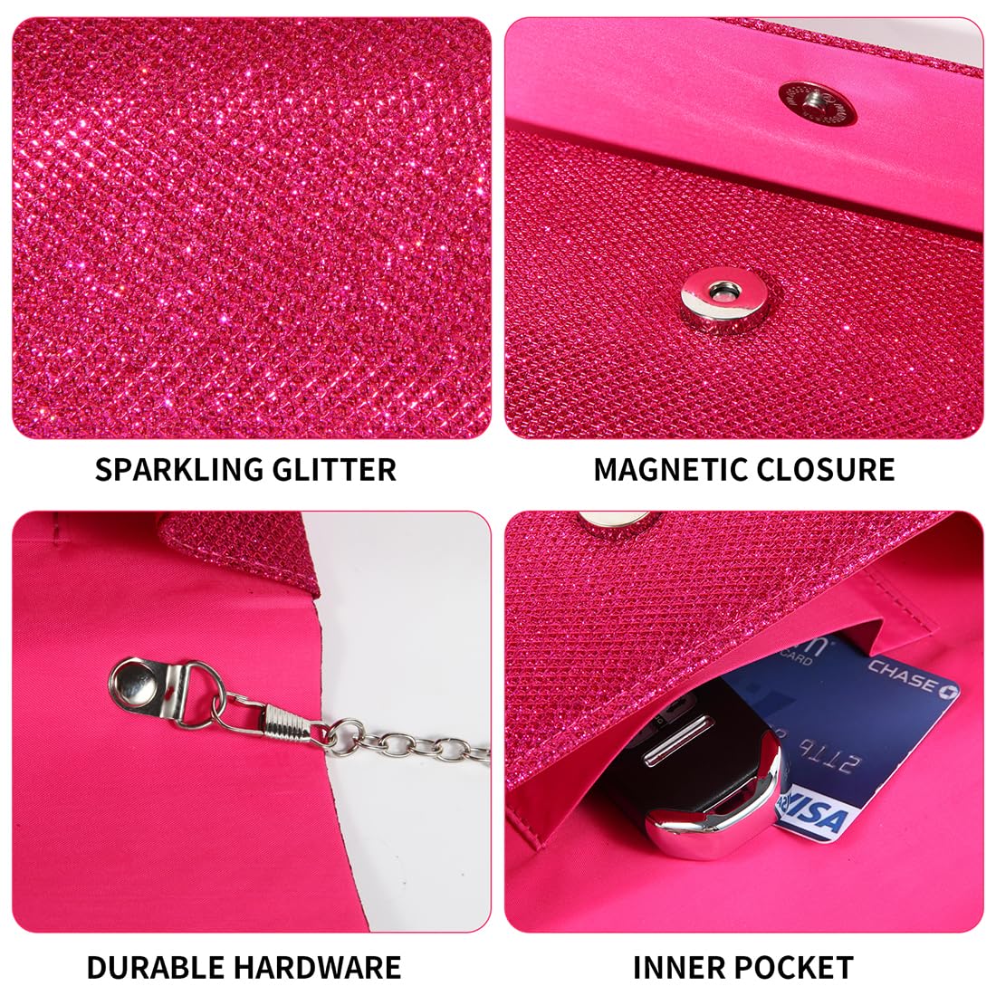 lovyoCoCo Evening Bag Clutch Purses for Women Ladies Sparkling Party Handbag Wedding Bag