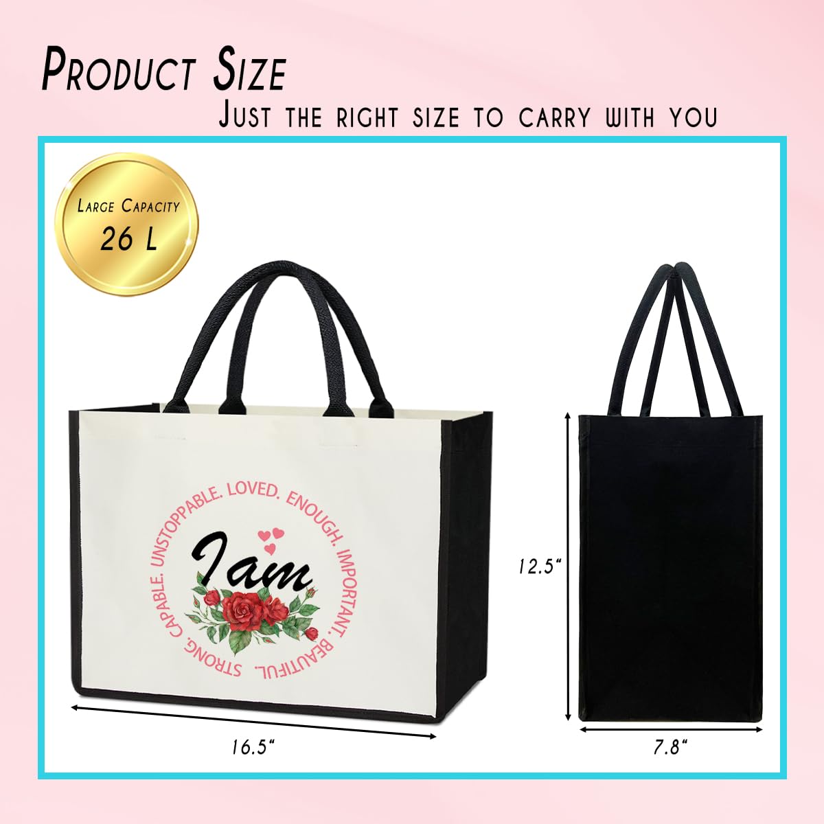 Canvas Tote Bag Beach Tote Bag Aesthetic Tote Bag Cute Tote Bag Big Tote Bag Inspirational Gifts For Women Friends