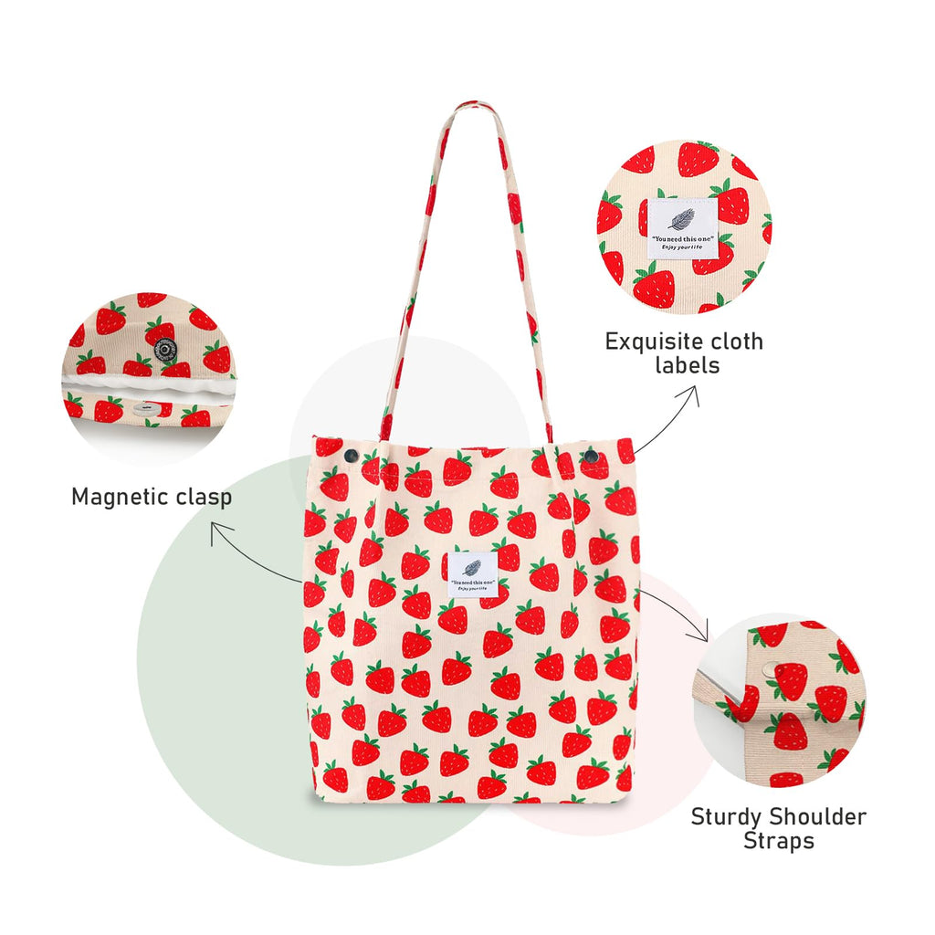TELLUMO Fashion Corduroy Tote Bag Cow Print Bag Purses for Women Teen Girls with Inner Pocket