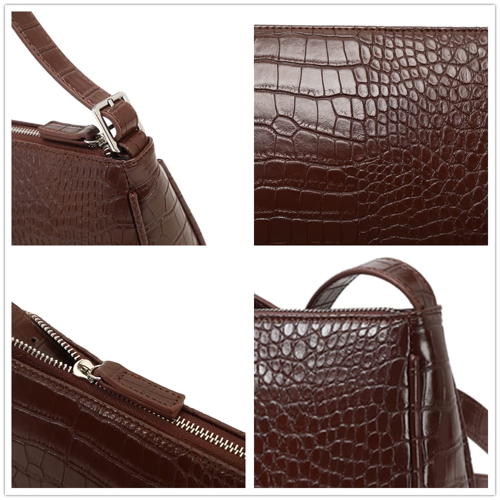 Small Purse for Women, Adjustable Shoulder Bags Crocodile Pattern Clutch Purse with Zipper Closure Retro