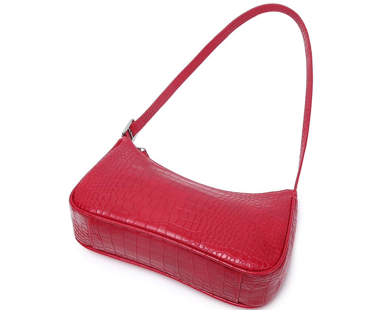 Small Purse for Women, Adjustable Shoulder Bags Crocodile Pattern Clutch Purse with Zipper Closure Retro